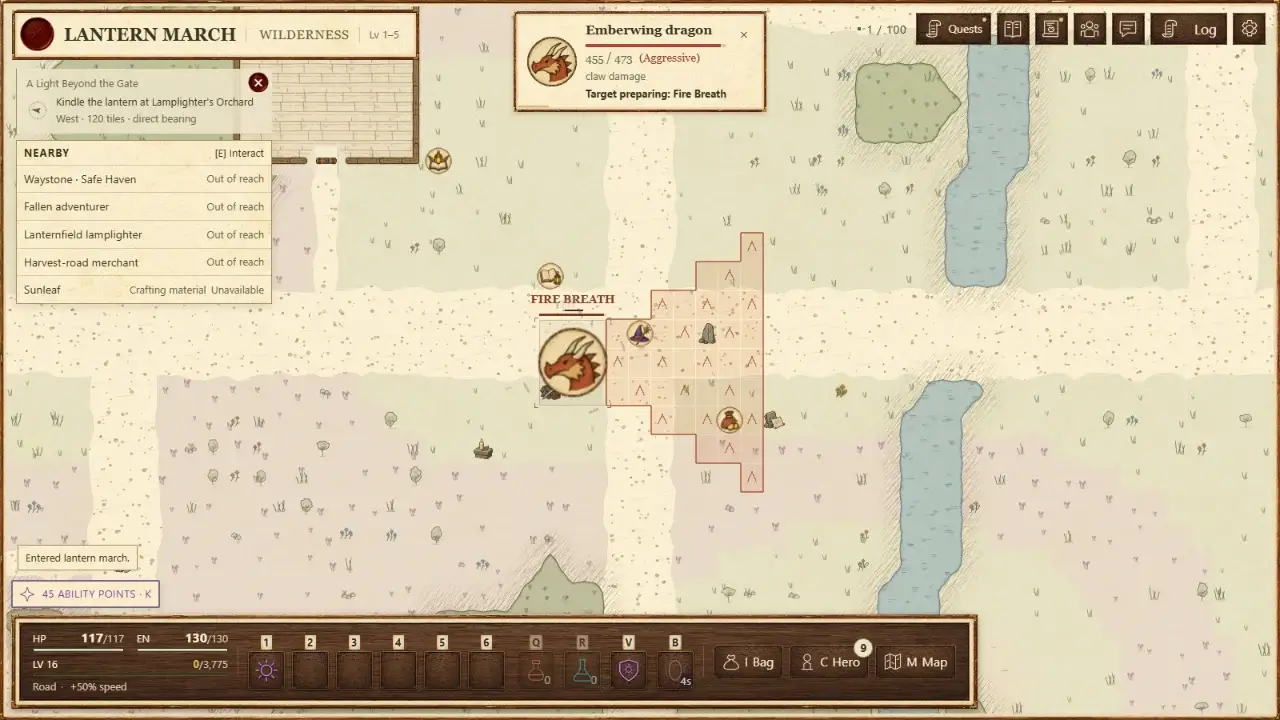 An Emberwing dragon preparing its fire attack