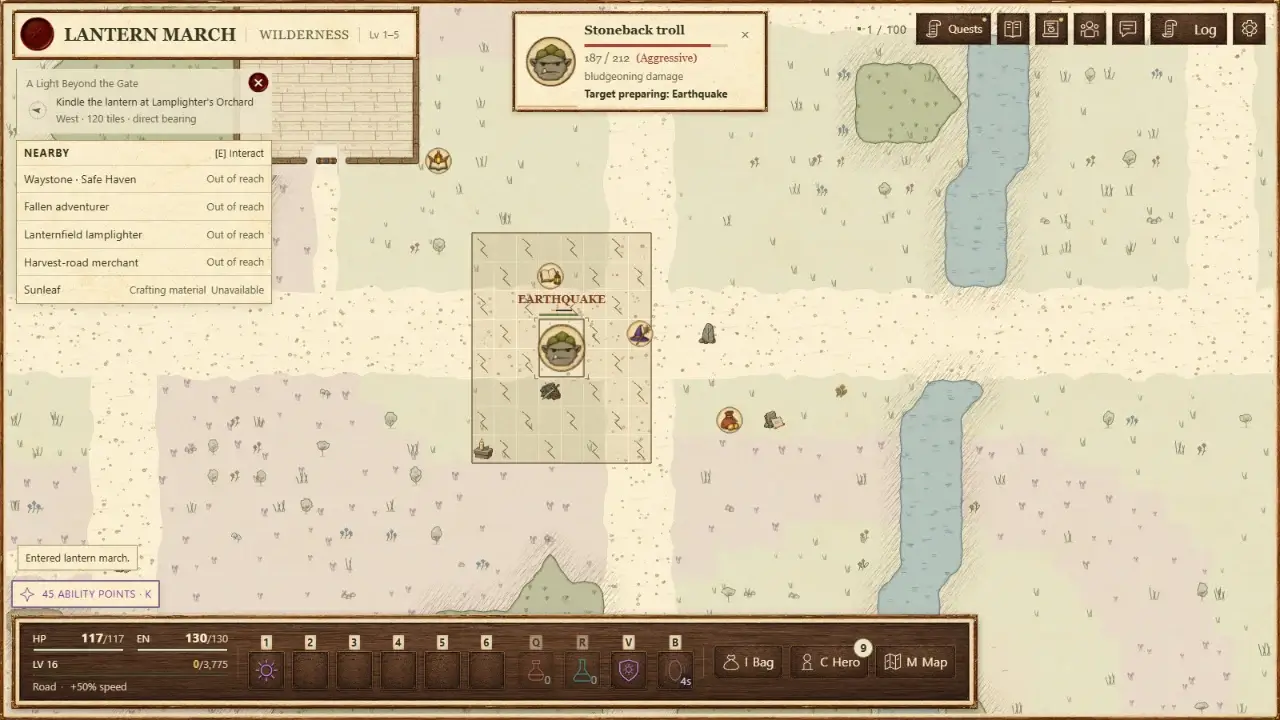 A large Stoneback troll confronting an adventurer